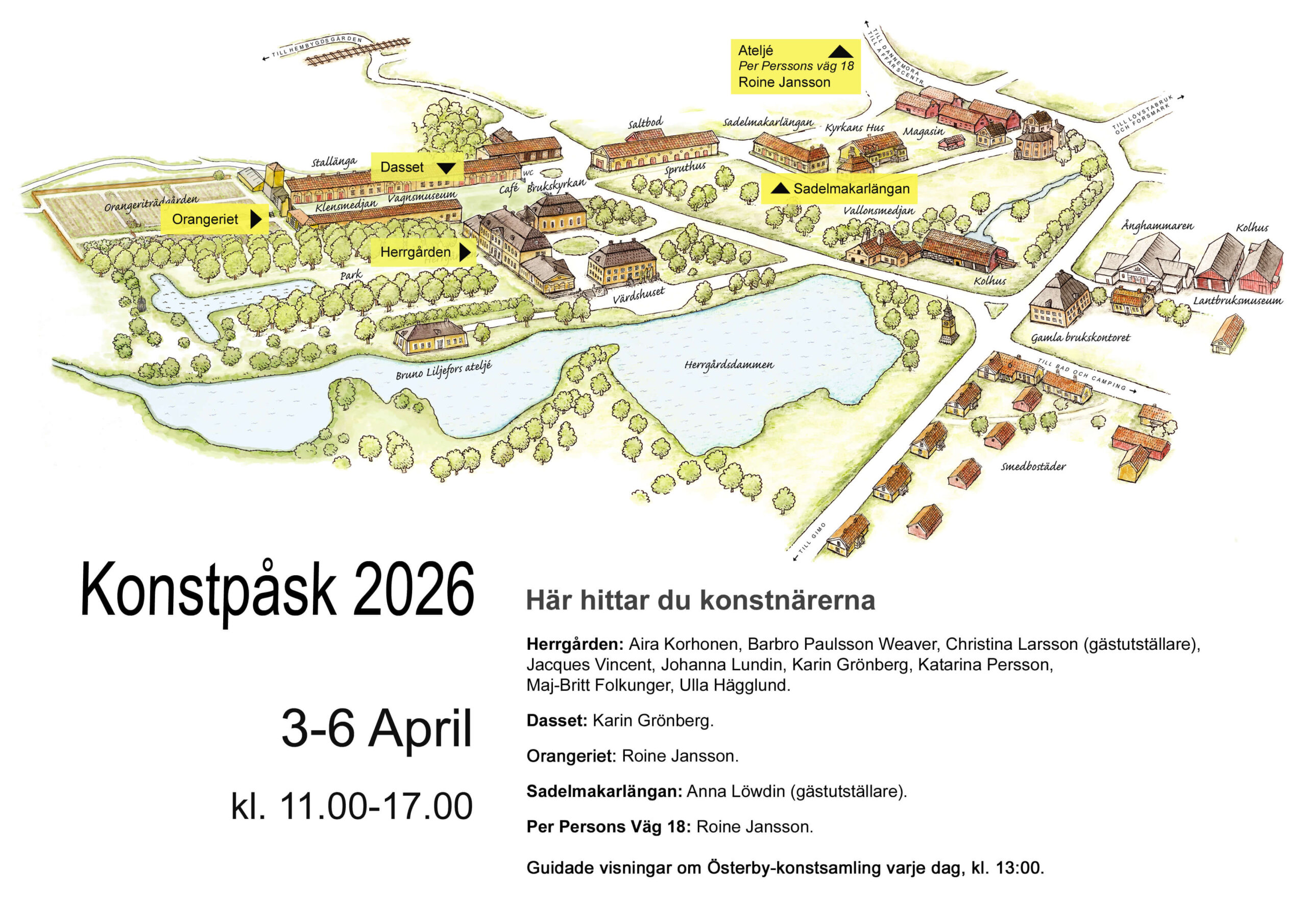 Konstpåsk 2026 Karta över Österbybruks Herrgårdsområde